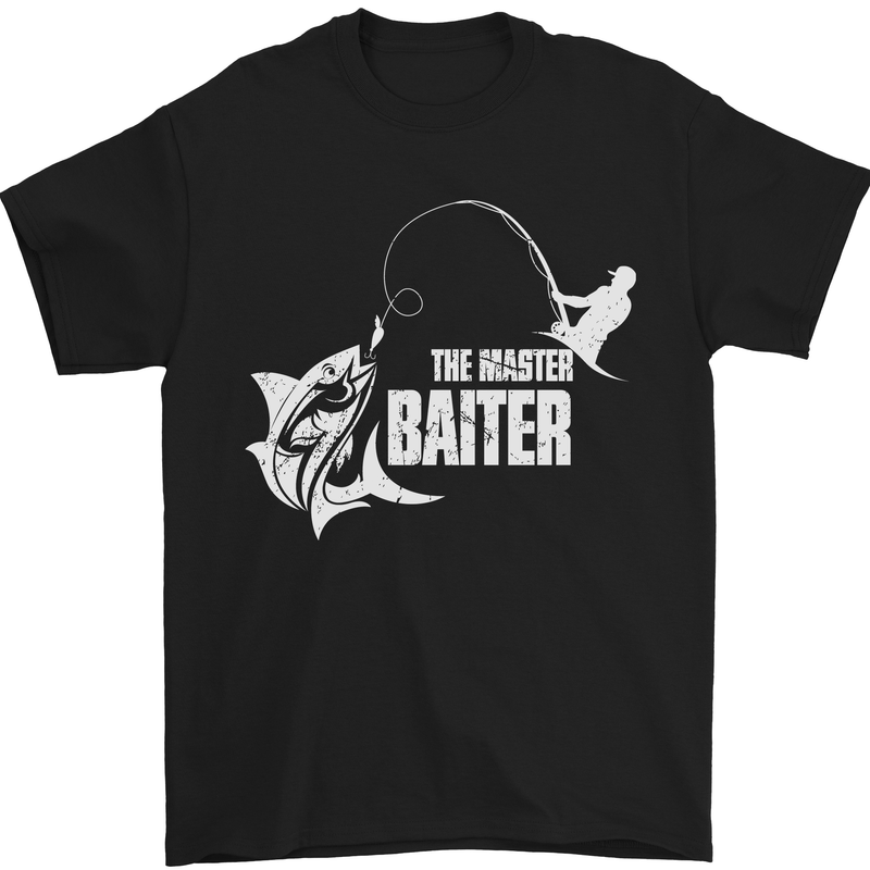 Fishing the Master Baiter Funny Fisherman Mens T-Shirt Cotton Gildan Black