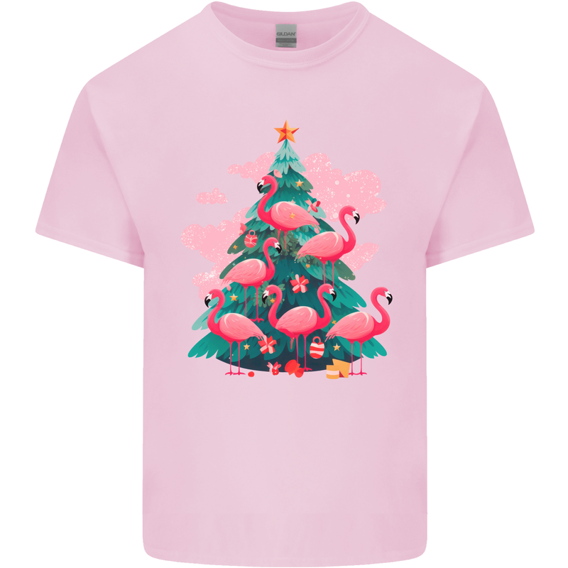 Flamingo Christmas Tree Xmas Kids T-Shirt Childrens Light Pink
