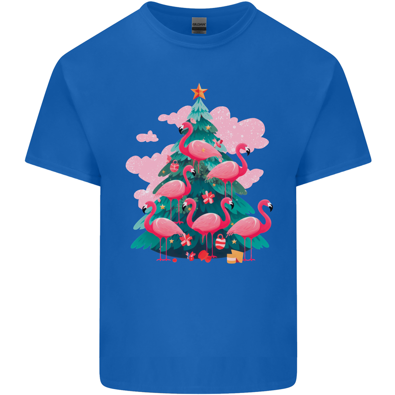 Flamingo Christmas Tree Xmas Kids T-Shirt Childrens Royal Blue