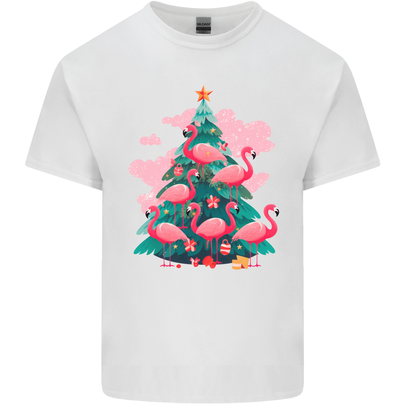 Flamingo Christmas Tree Xmas Kids T-Shirt Childrens White