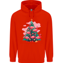Flamingo Christmas Tree Xmas Mens 80% Cotton Hoodie Bright Red