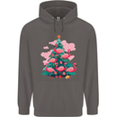 Flamingo Christmas Tree Xmas Mens 80% Cotton Hoodie Charcoal