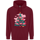 Flamingo Christmas Tree Xmas Mens 80% Cotton Hoodie Maroon