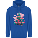 Flamingo Christmas Tree Xmas Mens 80% Cotton Hoodie Royal Blue