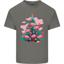 Flamingo Christmas Tree Xmas Mens Cotton T-Shirt Tee Top Charcoal