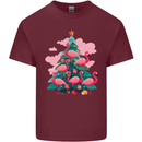 Flamingo Christmas Tree Xmas Mens Cotton T-Shirt Tee Top Maroon
