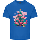 Flamingo Christmas Tree Xmas Mens Cotton T-Shirt Tee Top Royal Blue