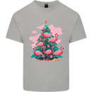 Flamingo Christmas Tree Xmas Mens Cotton T-Shirt Tee Top Sports Grey