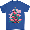 Flamingo Christmas Tree Xmas Mens T-Shirt 100% Cotton Royal Blue