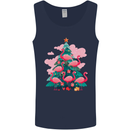 Flamingo Christmas Tree Xmas Mens Vest Tank Top Navy Blue
