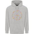 Floral Peace Symbol Hippie Love Childrens Kids Hoodie Sports Grey