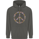 Floral Peace Symbol Hippie Love Childrens Kids Hoodie Storm Grey