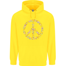 Floral Peace Symbol Hippie Love Childrens Kids Hoodie Yellow