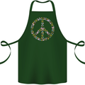 Floral Peace Symbol Hippie Love Cotton Apron 100% Organic Forest Green