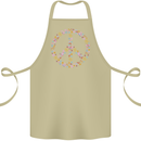 Floral Peace Symbol Hippie Love Cotton Apron 100% Organic Khaki