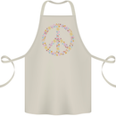 Floral Peace Symbol Hippie Love Cotton Apron 100% Organic Natural