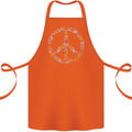 Floral Peace Symbol Hippie Love Cotton Apron 100% Organic Orange