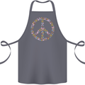 Floral Peace Symbol Hippie Love Cotton Apron 100% Organic Steel