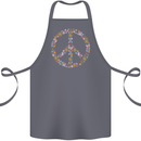 Floral Peace Symbol Hippie Love Cotton Apron 100% Organic Steel