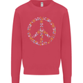 Floral Peace Symbol Hippie Love Kids Sweatshirt Jumper Heliconia
