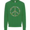 Floral Peace Symbol Hippie Love Kids Sweatshirt Jumper Irish Green