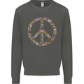 Floral Peace Symbol Hippie Love Kids Sweatshirt Jumper Storm Grey