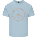 Floral Peace Symbol Hippie Love Kids T-Shirt Childrens Light Blue