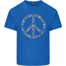 Floral Peace Symbol Hippie Love Kids T-Shirt Childrens Royal Blue