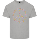 Floral Peace Symbol Hippie Love Kids T-Shirt Childrens Sports Grey