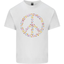 Floral Peace Symbol Hippie Love Kids T-Shirt Childrens White