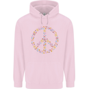 Floral Peace Symbol Hippie Love Mens 80% Cotton Hoodie Light Pink