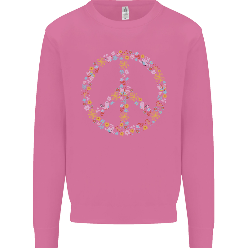 Floral Peace Symbol Hippie Love Mens Sweatshirt Jumper Azalea