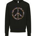 Floral Peace Symbol Hippie Love Mens Sweatshirt Jumper Black