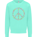 Floral Peace Symbol Hippie Love Mens Sweatshirt Jumper Peppermint
