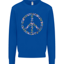 Floral Peace Symbol Hippie Love Mens Sweatshirt Jumper Royal Blue