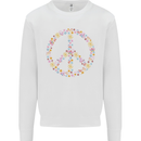 Floral Peace Symbol Hippie Love Mens Sweatshirt Jumper White