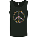Floral Peace Symbol Hippie Love Mens Vest Tank Top Black