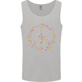 Floral Peace Symbol Hippie Love Mens Vest Tank Top Sports Grey