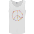 Floral Peace Symbol Hippie Love Mens Vest Tank Top White