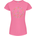 Floral Peace Symbol Hippie Love Womens Petite Cut T-Shirt Azalea
