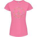 Floral Peace Symbol Hippie Love Womens Petite Cut T-Shirt Azalea