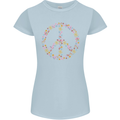 Floral Peace Symbol Hippie Love Womens Petite Cut T-Shirt Light Blue