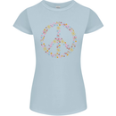 Floral Peace Symbol Hippie Love Womens Petite Cut T-Shirt Light Blue
