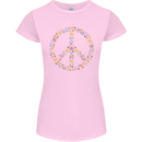 Floral Peace Symbol Hippie Love Womens Petite Cut T-Shirt Light Pink
