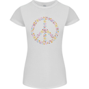 Floral Peace Symbol Hippie Love Womens Petite Cut T-Shirt White