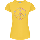 Floral Peace Symbol Hippie Love Womens Petite Cut T-Shirt Yellow