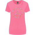 Floral Peace Symbol Hippie Love Womens Wider Cut T-Shirt Azalea