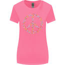 Floral Peace Symbol Hippie Love Womens Wider Cut T-Shirt Azalea