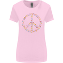 Floral Peace Symbol Hippie Love Womens Wider Cut T-Shirt Light Pink