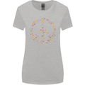Floral Peace Symbol Hippie Love Womens Wider Cut T-Shirt Sports Grey